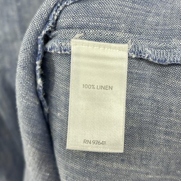 J. JILL Dress XS Love Linen Cross Dyed V-Neck Bell Sleeve Tunic Blue Mini Dress - Picture 8 of 11